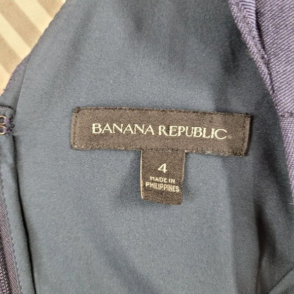 Banana Republic Dress size 4 career party Wool Blend business Ruffle Back Navy - Picture 6 of 7